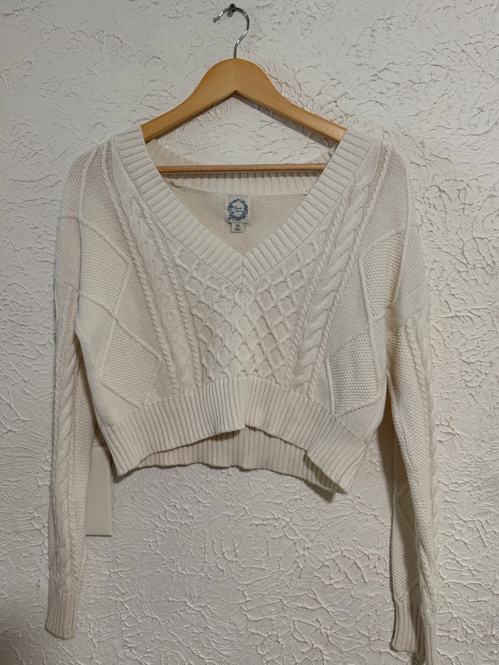 Blue Rain Cropped V-Neck Sweater